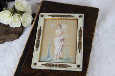 Gorgeous antique 19thc Napoleon III Drawing coloured Lady with birds Gorgeous  picture