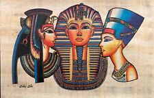 Handmade Egyptian papyrus-King Tut-Cleopatra-Nefertiti 8x12” picture