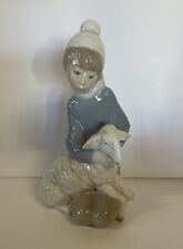Lladro Porcelain Spain Shepherd figurine boy with lamb sheep Vintage Retired picture