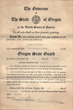 1942 GOVERNOR OF OREGON SIGNED CERTIFICATE State Guard Commission WORLD WAR TWO picture