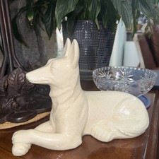 French Art Deco Saint-Clément Faience Ceramic German Shepherd #889, C.1930s picture