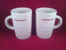 2 - Starbucks 2010 Holiday Wishing Coffee Mugs -10 Ounce Size White/Red Exellent picture