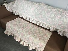 VTG Jessica McClintock Rose Ruffle Floral Valance Curtains Pink Cream Lot of 2 picture