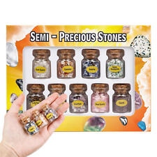 9 Mini Gemstone Wishing Bottles Chip Crystal Healing Tumbled Gem Reiki Stones picture