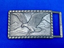 Flying Hunting Eagle Mountain Patriotic Wildlife Themed Vintage Belt Buckle picture