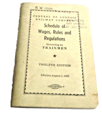 1952 CENTRAL OF GEORGIA RAILWAY SCHEDULE OF WAGES RULES REGULATIONS FOR TRAINMEN picture