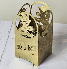 Gender Review Brass “It’s a Boy” Candle Holders picture