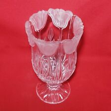 Vintage Crystal Tulip Glass Pedestal Frosted Vase picture