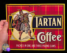 Tartan Coffee Advertising Sign Plaque Red Yellow Blue White "Packed in One" picture