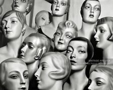 1920s-1930s Female Mannequin Heads Photograph - Period Hair Styles - Bizarre Odd picture