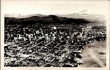 1930s SEATTLE WASHINGTON AERIAL TOWN VIEW MT RAINER PHOTO RPPC POSTCARD 36-193 picture