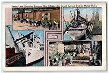 New Orleans LA, Loading And Unloading Bananas Second Largest Port In US Postcard picture