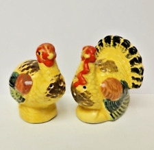 Vintage Turkey Tom & Hen Salt & Pepper Shakers Hand Painted Made In Japan picture