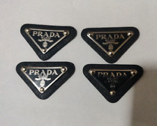 4 x Prada Logo Triangle Black and Silver Badge Pendant clothing emblem + 1 FREE picture