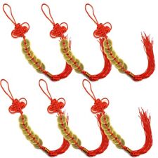 6pcs For Wealth and Good Fortune FENG SHUI Lucky Charm 5 Coins Red Chinese Knot picture