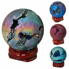 Druzy Geode Sphere Ball Crystal Quartz Agate Gemstone Sculpture Figurine Healing picture