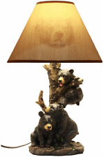 Ebros Wildlife Whimsical Climbing Black Bear Cubs Table Lamp Statue Decor with picture