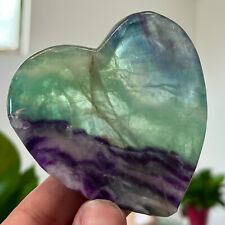 119G Natural and beautiful color fluorite crystal carving heart shaped bowl rest picture