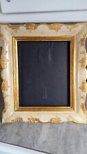 Antique Vintage Green & Gold Gilded Italian Florentine Tole Picture Photo Frame picture