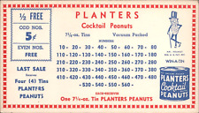 1940s PLANTERS COCKTAIL PEANUTS vintage in-store card game MR. PEANUT, WIN-A-TIN picture