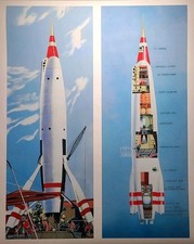 Disneyland "Rocket to the Moon" Cutaway TWA Concept Art reprint 24"x 30" picture