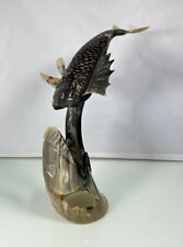 Vintage Fish Art Sculpture Hand Carved Ox Bull Horn Figure Figurine 12