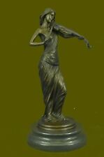 Handcrafted Gorgeous Lady Violinist Violin Player Bronze Sculpture Home Decor picture