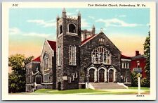 Vtg Parkersburg West Virginia WV First Methodist Church 1930s View Postcard picture