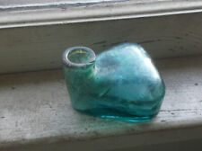 PRETTY TEAL GREEN ALLINGS PATD 1871 UNIQUE 3 SIDED IGLOO INK BOTTLE HAND BLOWN picture