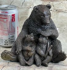 Black Bear Bronze Marble Statue Conservation Mother Cub Lodge Cabin Wildlife Art picture