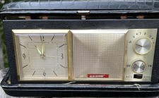 Vintage Arrow Radio Time Travel Alarm Clock Transistor AM Radio Built In  Case picture