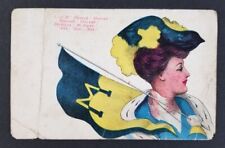 Vintage 1905 Michigan Wolverines College Cheerleader Postcard (Rough Condition) picture