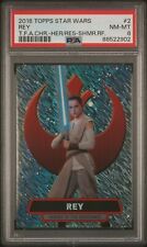 2016 TOPPS STAR WARS FORCE AWAKENS  HEROES REY SHIMMER REFRACTOR /50 PSA 8 picture