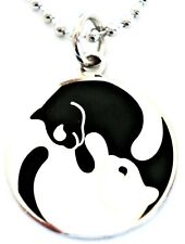 Cat Yin Yang Ying Kitten Kitty Kittens Playing Pendant Necklace Charm w/ Chain picture