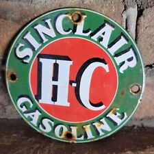 VINTAGE SINCLAIR H-C GASOLINE PORCELAIN GAS STATION PUMP MOTOR OIL DOOR SIGN 5