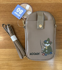 Moomin Smartphone Shoulder Bag Brown with Pocket and Long Strap New from Japan picture