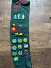 Girl Scout Green Sash with Patches Badges & Pins GS picture