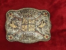 RODEO☆INDIAN NATION☆ PRO BULL RIDING CHAMPION TROPHY BUCKLE☆1995☆RARE☆781 picture