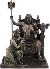King Zeus God of Thunder & Hera on Throne Greek Mythology Statue Bronze Finish picture