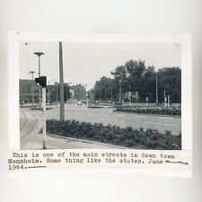 Downtown Mannheim Street Germany Photo 1960s Army Soldier Road Snapshot A3960 picture