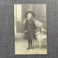 Vintage French Postcard Rppc Girl Fashion Dress Wide Brimmed Hat Gloves Jewelry picture