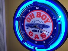 Oh Boy Oil Gas Station Garage Mechanic Neon Wall Clock Advertising Sign picture