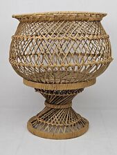 Vintage Natural Rattan Wicker Plant Stand Basket Artificial Fern Holder 15