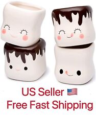 Cute Marshmallow Cartoon tea cups Set 4pc Hot Chocolate Cocoa Ceramic Mugs Gift picture