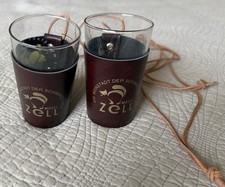 2 German Mosel Zell Wine Tasting Glasses With Leather Holder And Lanyard (.1L) picture