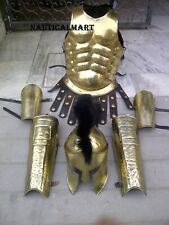 Leg Arm Guard Set Costume replica engrav Greek Muscle Jacket With Spartan Helmet picture