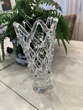 Vintage Handblown Clear Glass Lattice Tall Vase Murano Style Inspired picture