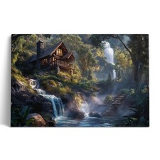 Thomas Kinkade Inspired Landscape Framed Wall Art Classic American Large picture