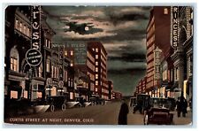 1913 Curtis Street Night Exterior Building Moon Denver Colorado Vintage Postcard picture