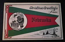 Christmas  Greetings from  Nebraska NE  with Santa Claus 1918 Postcard-b364 picture
